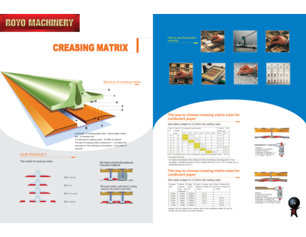 Creasing Matrix: PVC-based creasing matrix with plastic shoulders for medium runs for folding cartons and corrugated board.