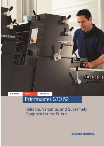 Heidelberg Offset Press Printmaster 52: A modern classic for moving into quality offset printing in A3 format. 60,000 customers around the world have been relying for years on the Printmaster GTO 52. Your customers' demands and expectations are growing all the time, so a wide range of job types, more color and excellent quality are a must. *Heidelberg, the Heidelberg logo, Alcolor, and Prinect are registered trademarks of Heidelberger Druckmaschinen AG in the United States and other countries.