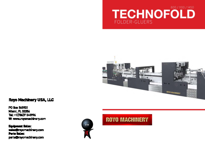 Large Format Folder Gluers: Technofold Folder Gluers are ideal for handling medium and large boxes in the heavy packaging industry. The new Technofold series inherits the best features of the previous Technofold ES series, making a qualitative leap by developing new solutions.
