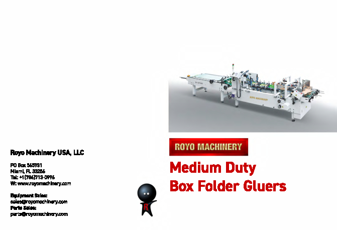 Medium Duty Folder Gluer: These machines are used to handle paper boxes requiring three-point or one-point gluing with pre-holding and edge-polishing mechanism. They are integrated with photographic, mechanic and electronic technologies. They are suitable for more kinds of paper boxes such as medicine, toiletries, food, and other boxes.
