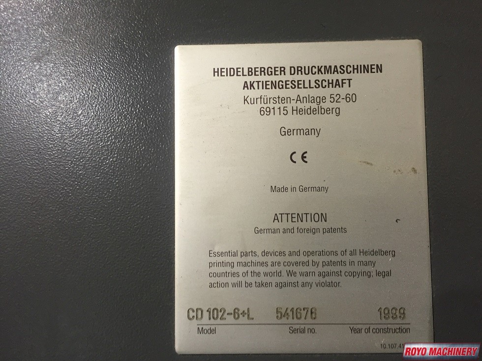 Heidelberg Speedmaster SM CD 102-6 + LX