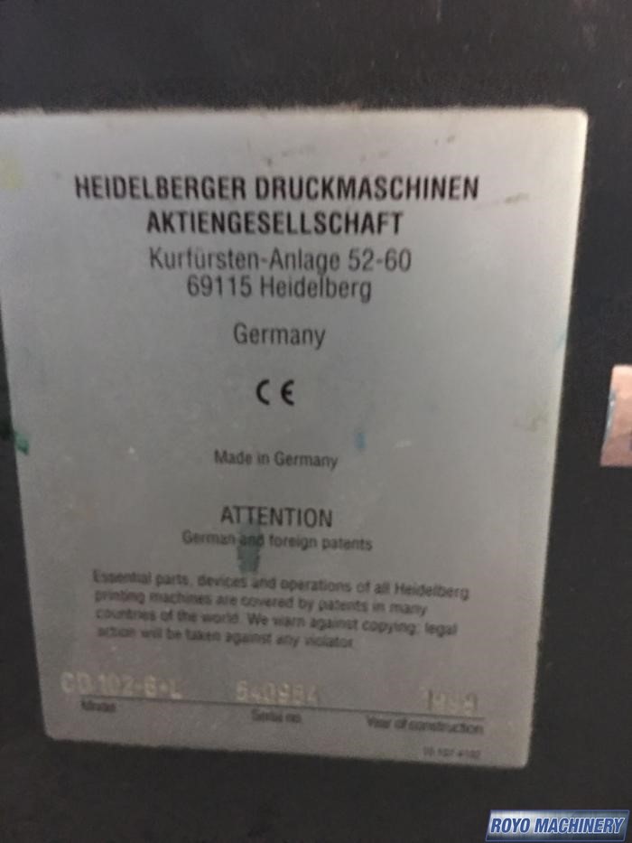Heidelberg Speedmaster SM CD 102-6 + LX