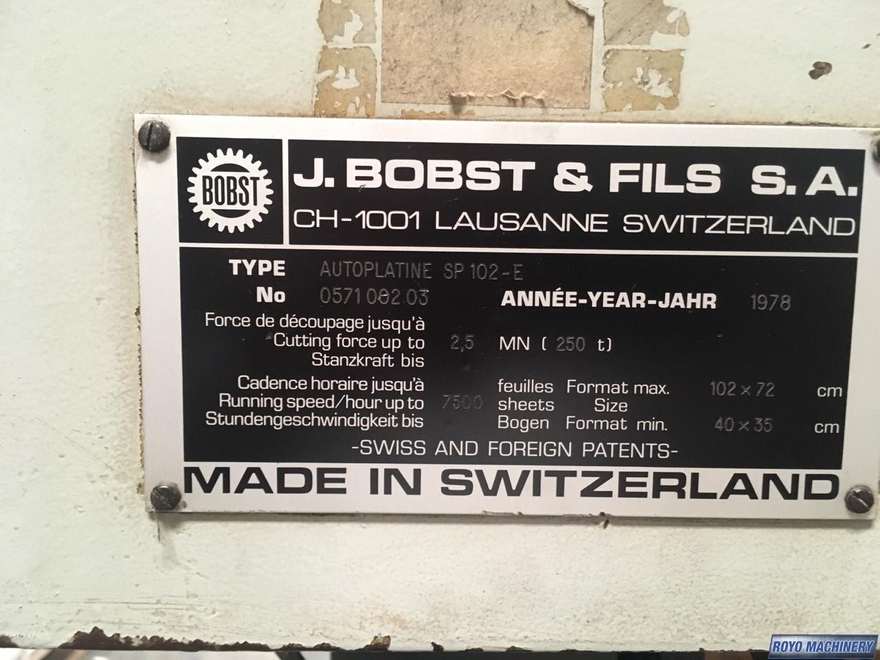 Bobst SP 1020 E