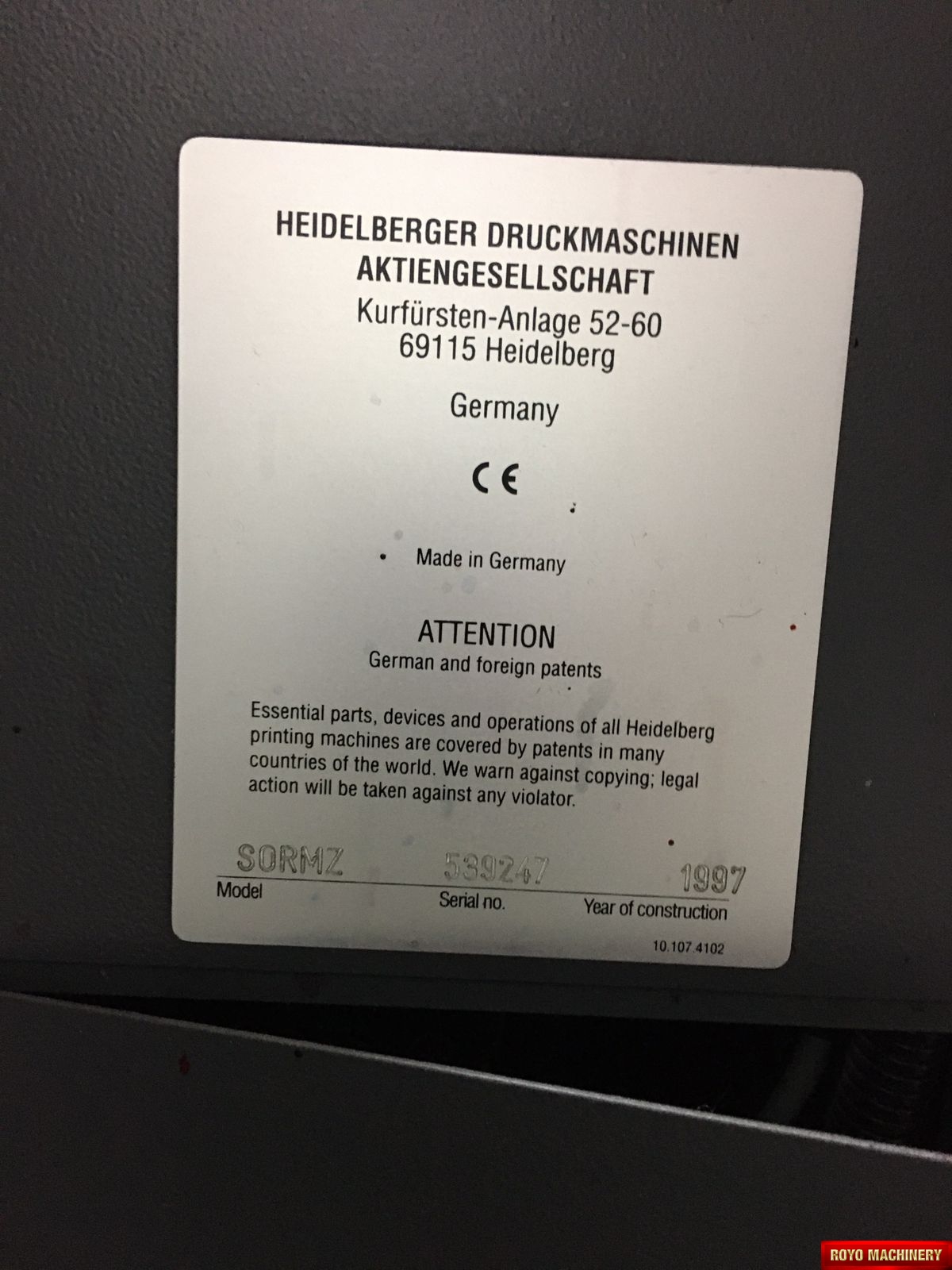 Heidelberg SORMZ