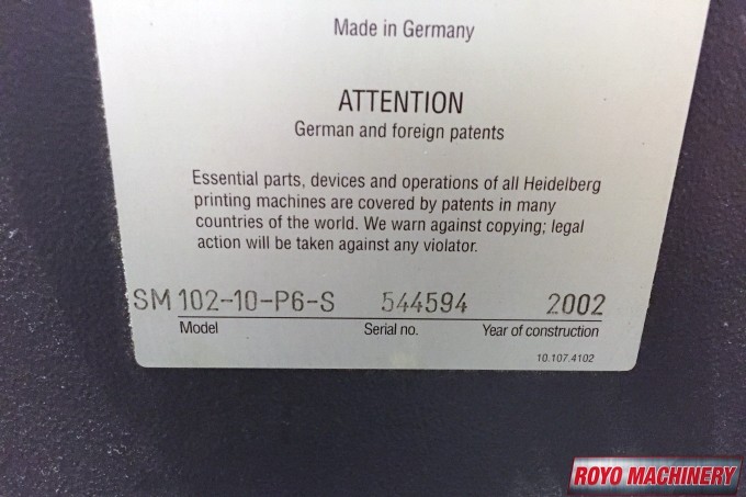 Heidelberg Speedmaster SM 102-10