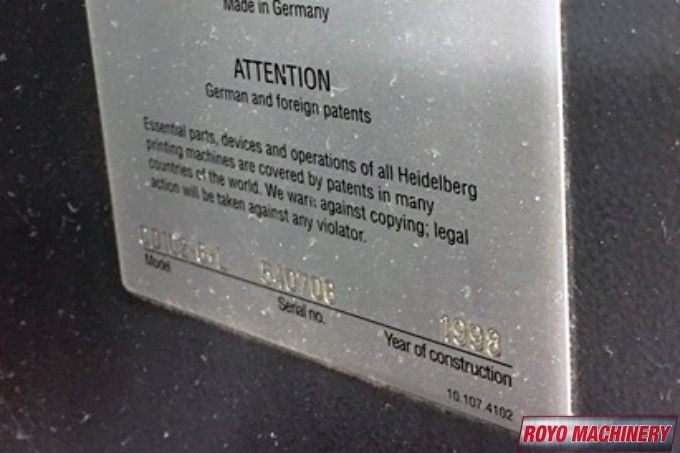 Heidelberg Speedmaster SM CD 102-6 + LX