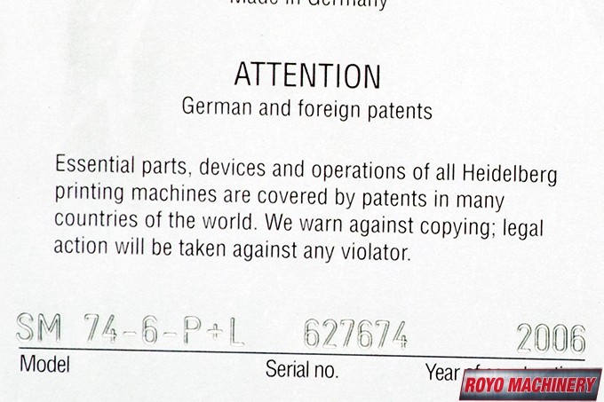 Heidelberg Speedmaster SM 74-6 + L