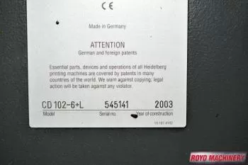 Heidelberg Speedmaster SM CD 102-6 + LX