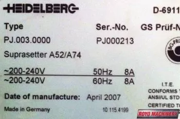Heidelberg Suprasetter 52