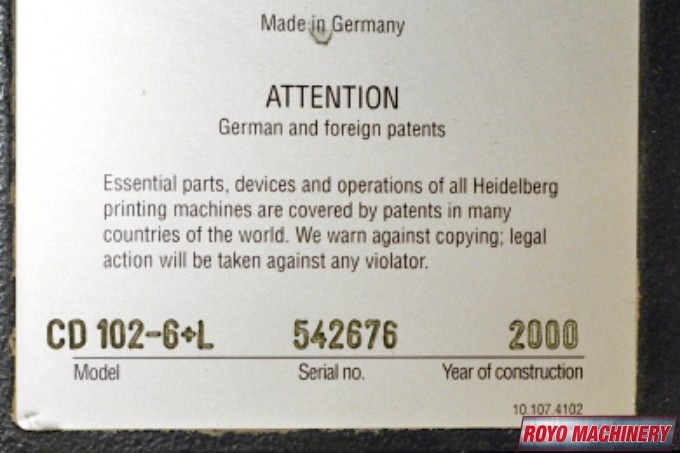 Heidelberg Speedmaster SM CD 102-6 + LX