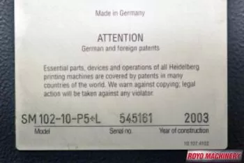Heidelberg Speedmaster SM 102-10 + L