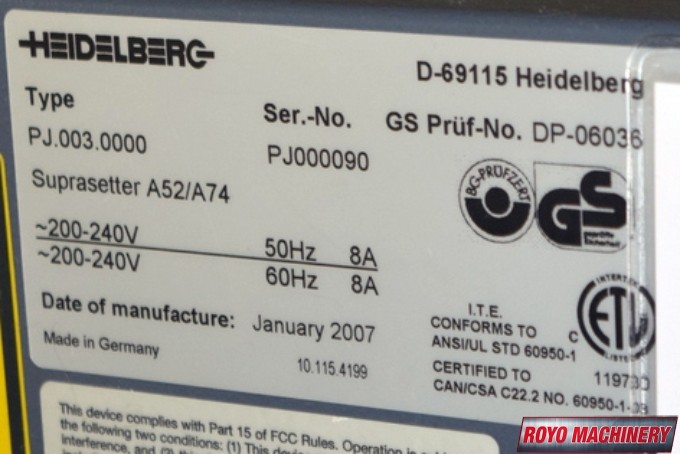 Heidelberg Suprasetter 74
