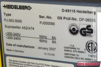 Heidelberg Suprasetter 74