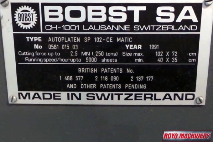 Bobst SP 1020 CE