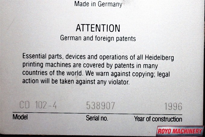 Heidelberg Speedmaster SM CD 102-4