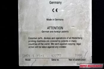Heidelberg Speedmaster SM 74-6 + L
