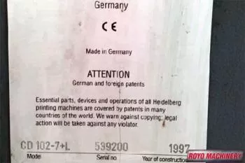 Heidelberg Speedmaster SM CD 102-7 + L