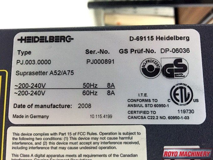Heidelberg Suprasetter 75