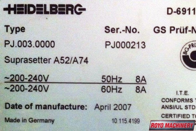 Heidelberg Suprasetter 74