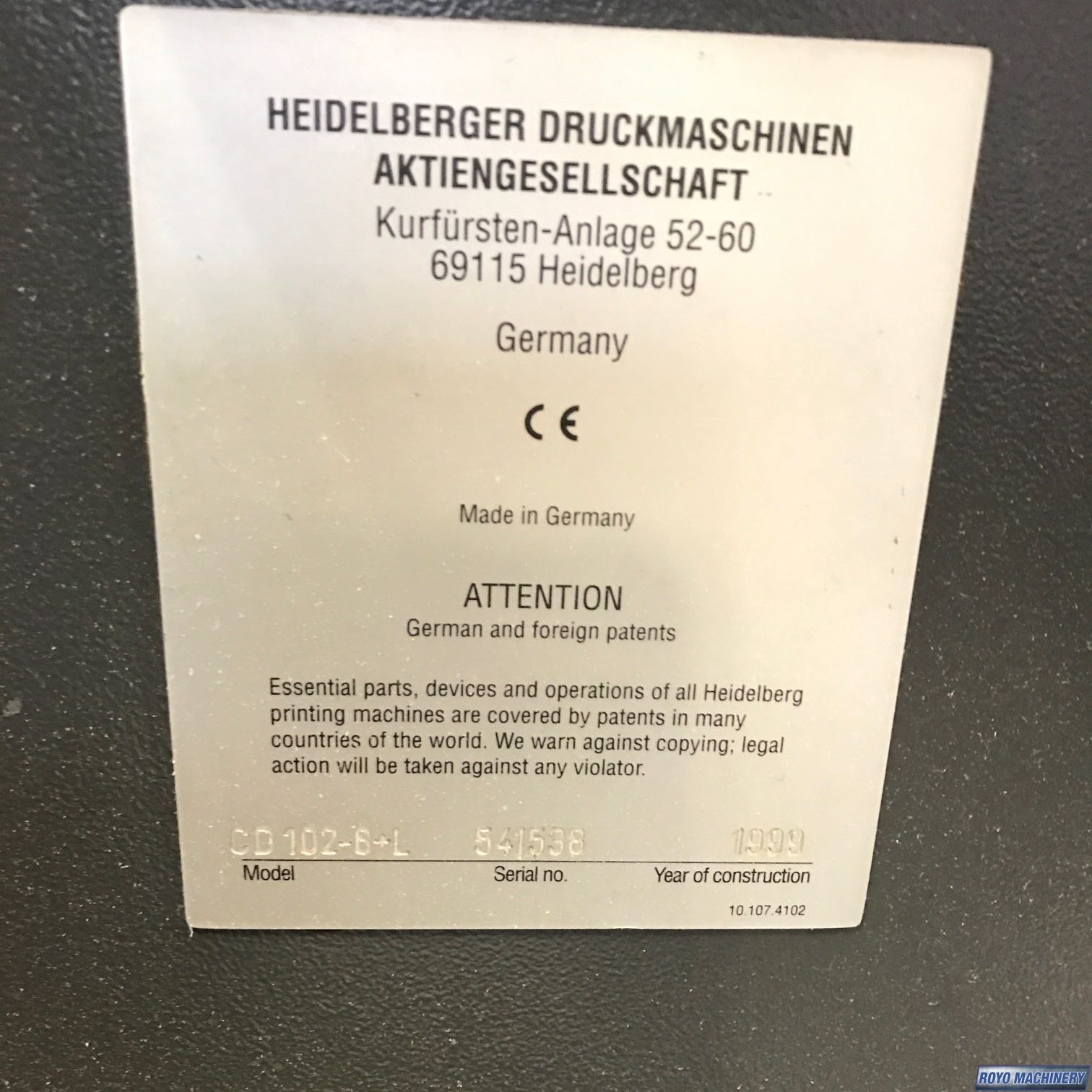 Heidelberg Speedmaster SM CD 102-6 + LX