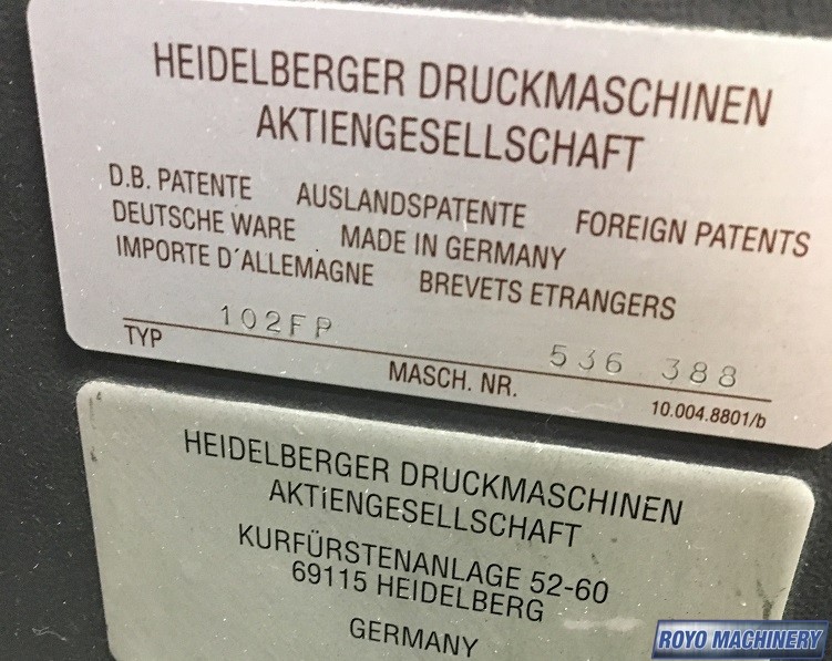 Heidelberg Speedmaster SM 102 F