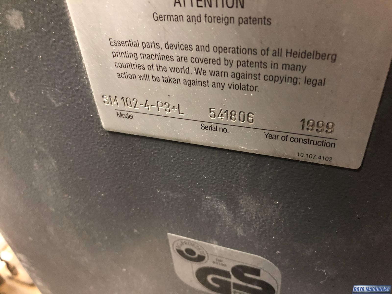Heidelberg Speedmaster SM 102-4 + L