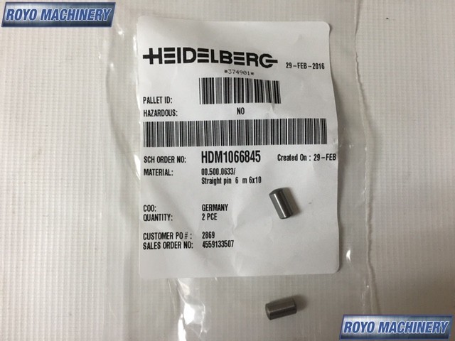 Heidelberg Speedmaster SM 102 - Pin Part